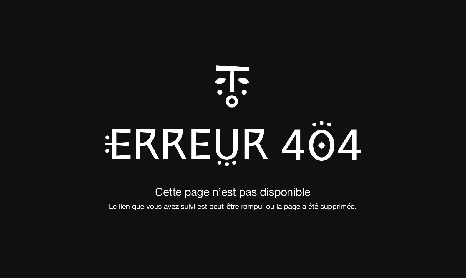 Visuel présentant la page erreur 404 du siteweb du festival l'afrique c'est chic