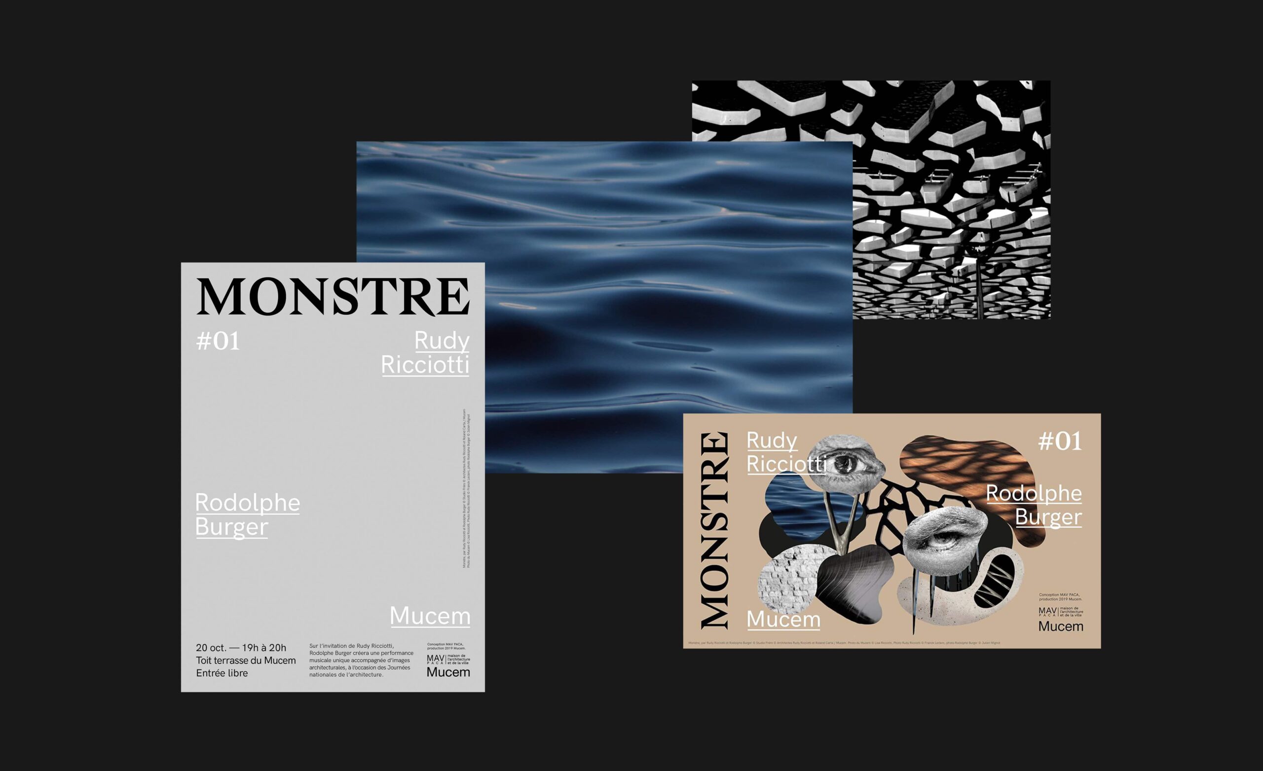 Différent éléments graphiques de l'identité de l'événement "Monstre"
