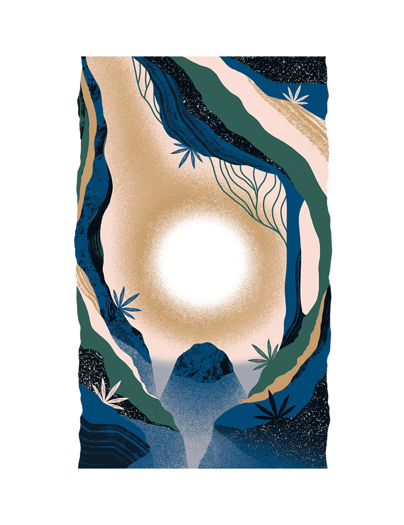 Illustration minéral, quelque chose brille au fond