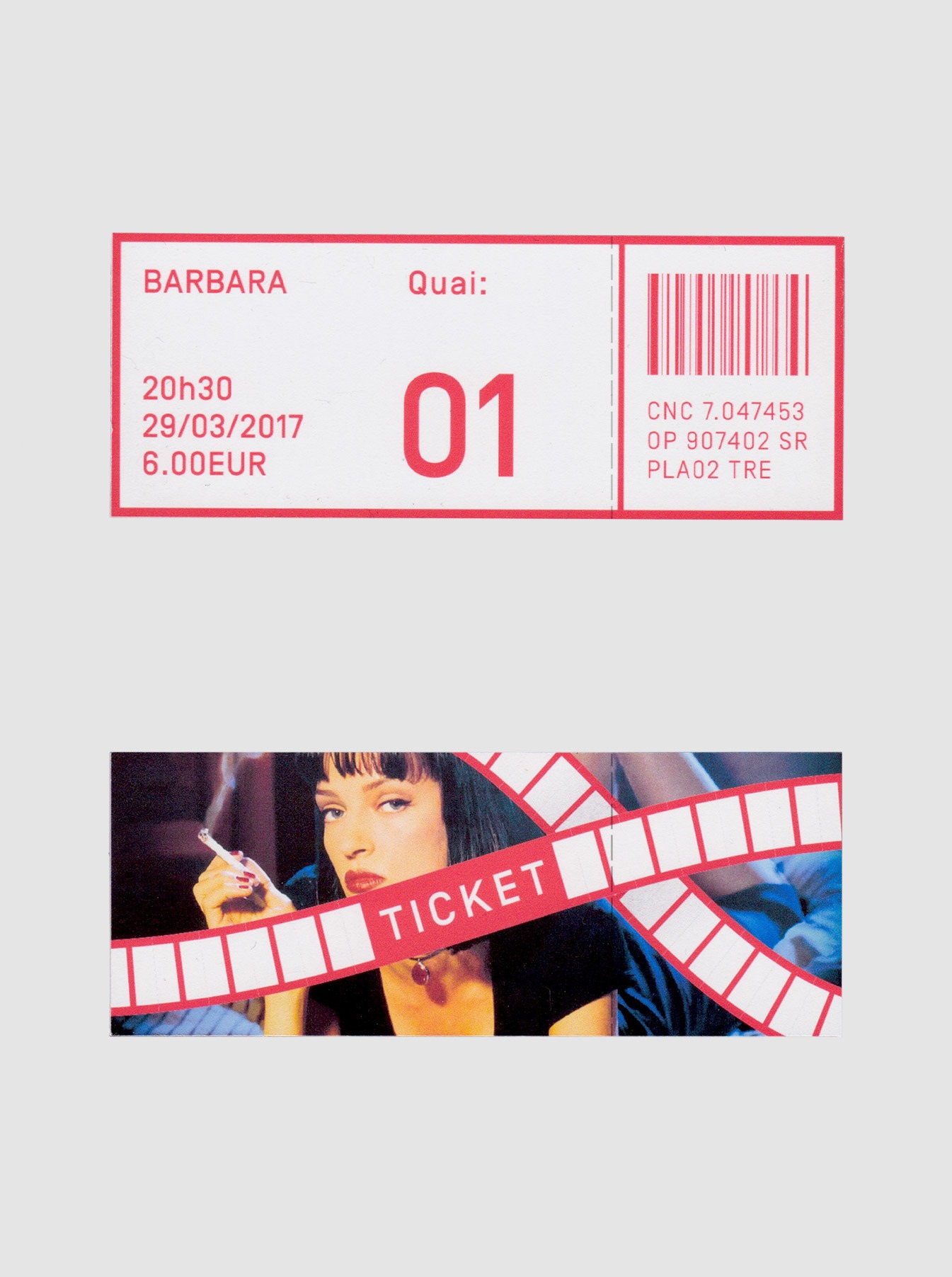 Tickets réalisée dans l'identité visuelle du cinéma "Voyage immobile"