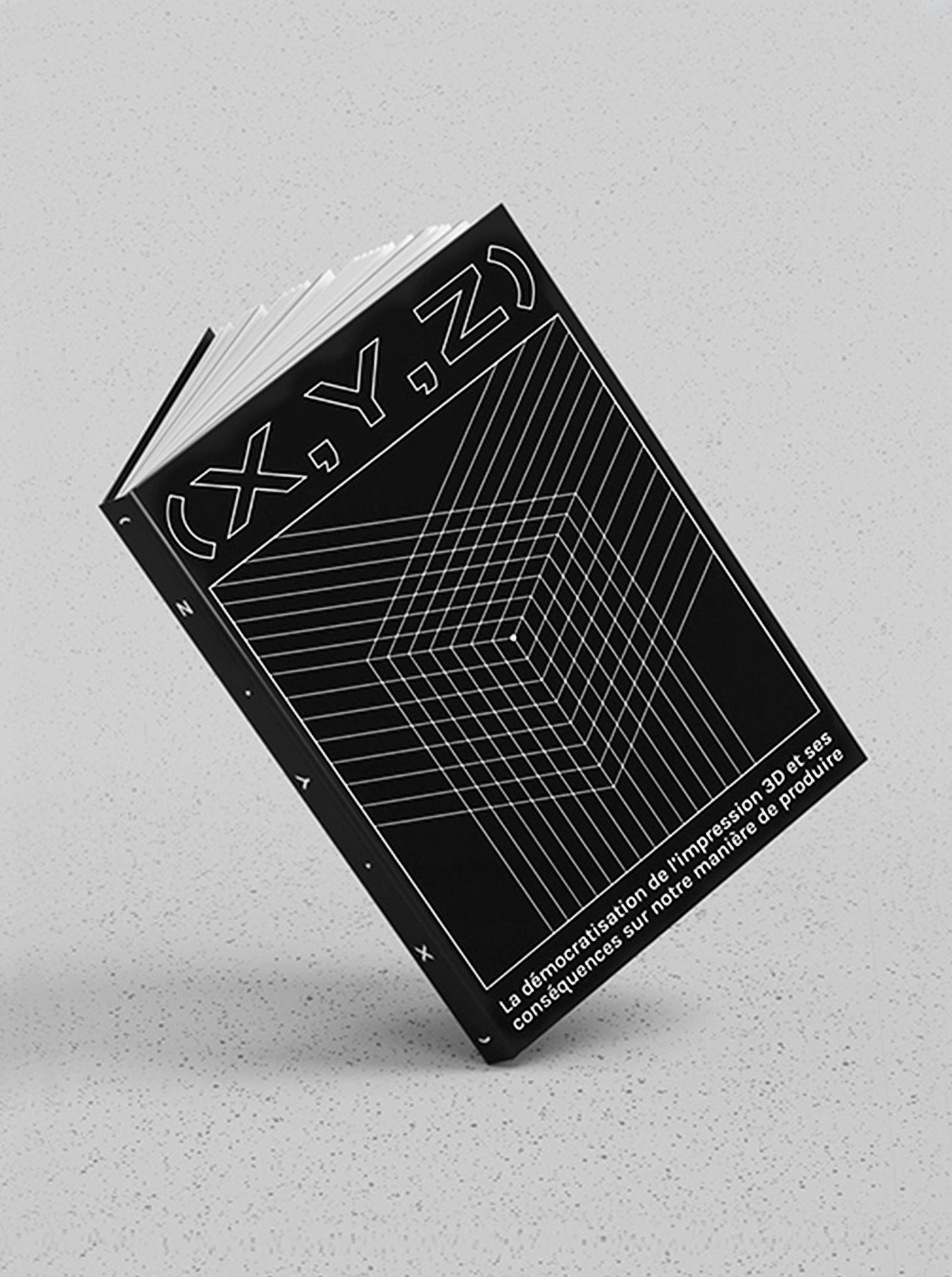 Couverture du livre XYZ en équilibre, présentant en son centre une illustration filaire représentant un cube en trois dimensions.