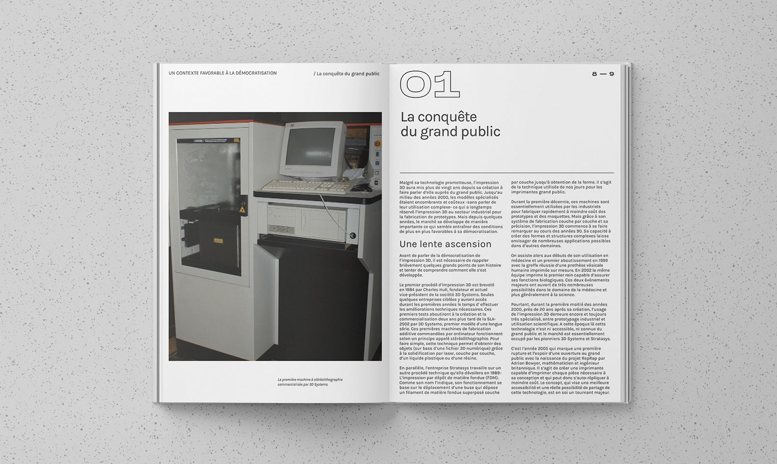 Double page présentant un titre de partie et une photos rétro du livre XYZ